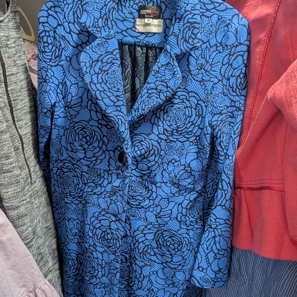 Adore Me Black and Blue Floral Blazer